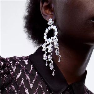 Crystal Statement AB chandelier earrings NWT